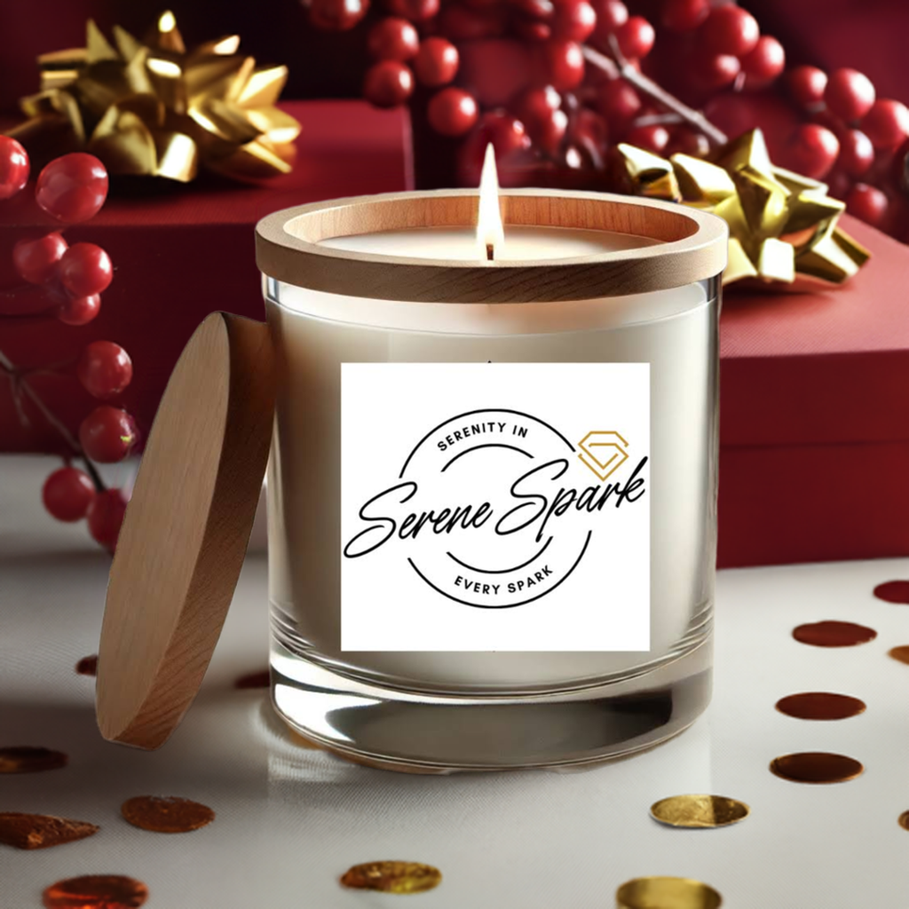 Luxury Transparent Jar Candle with Wooden Lid - OUD/Mogra Fragrance, 150ml Soy Wax - Serene Spark