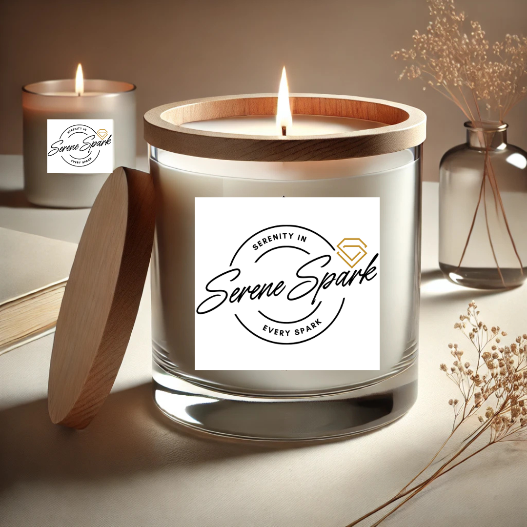 Luxury Transparent Jar Candle with Wooden Lid - OUD/Mogra Fragrance, 150ml Soy Wax - Serene Spark