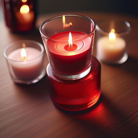 Red Transparent Votive Scented Candle - 60ml OUD Fragrance | Elegant Paraffin Wax - Serene Spark