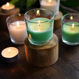 Green Transparent Votive Scented Candle - 60ml Ylang Yang Aroma | Elegant Paraffin Wax