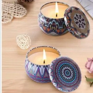 Luxury Ylang Ylang & Vanilla Scented Candle in Premium Tin Jar | 60-80ml | Perfect for Gifting (Pack of 2)