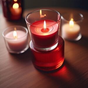 Red Transparent Votive Scented Candle - 60ml OUD Fragrance | Elegant Paraffin Wax